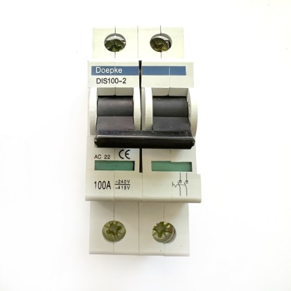 Doepke DIS100-2 AC-22 100A 100 Amp 2 Double Pole Isolator Main Switch Disconnector